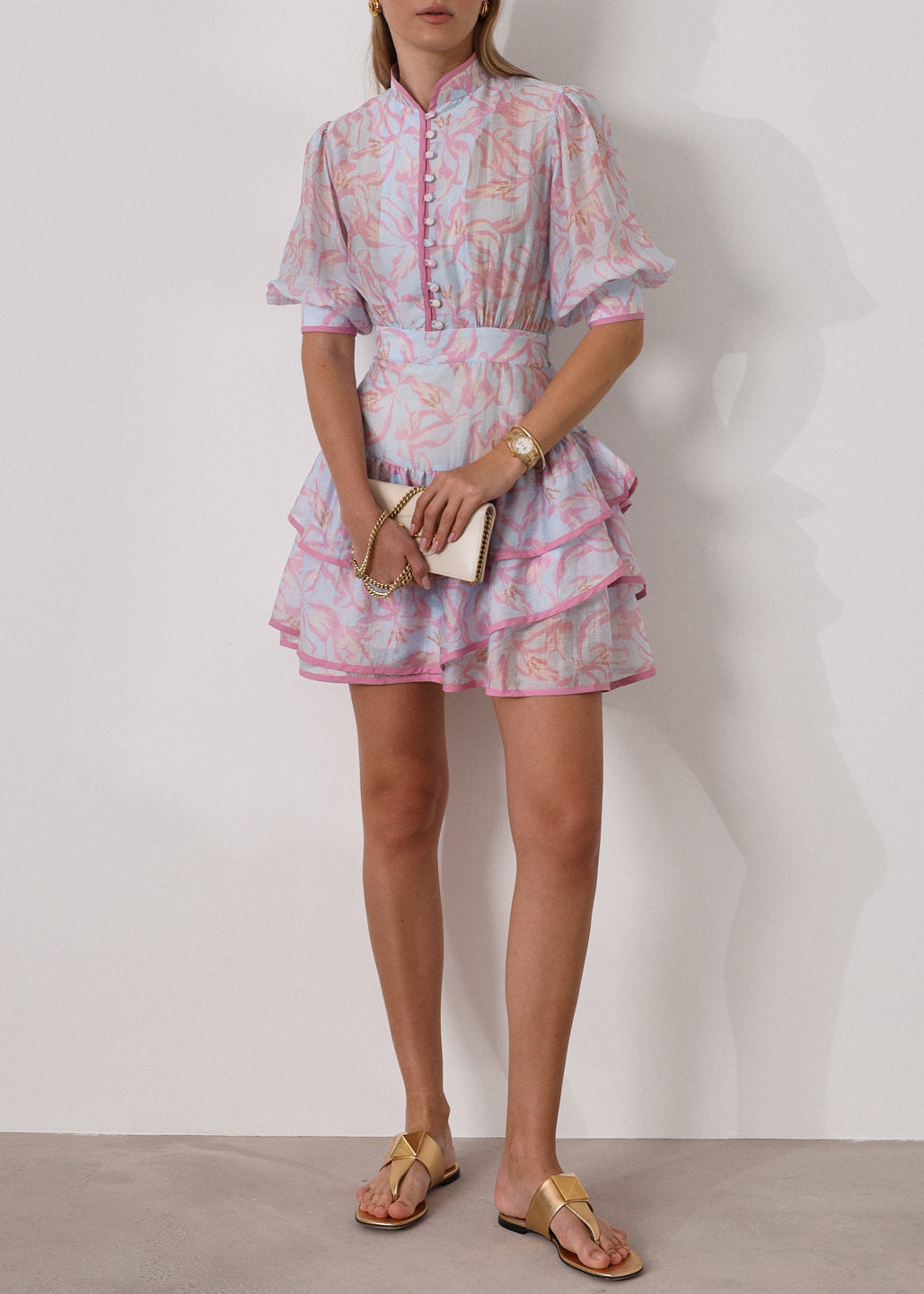 Patriza Tiered Frill Dress | Pastel Mix