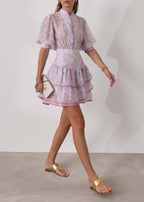 Patriza Tiered Frill Dress | Pastel Mix