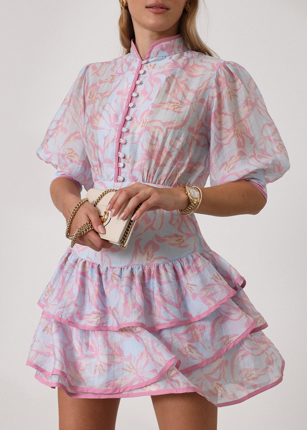 Patriza Tiered Frill Dress | Pastel Mix
