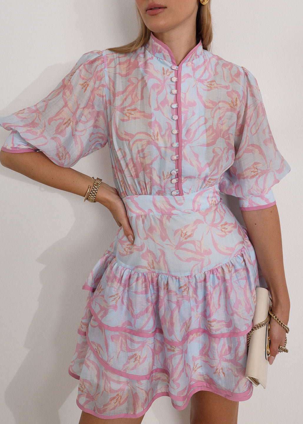 Patriza Tiered Frill Dress | Pastel Mix