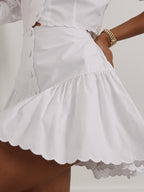 Paulette Scalloped Cotton Skort | White