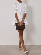 Paulette Scalloped Cotton Skort | White