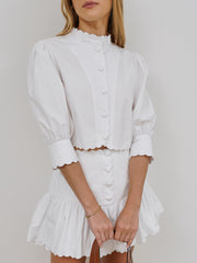 Paulette Scalloped Cotton Shirt | White