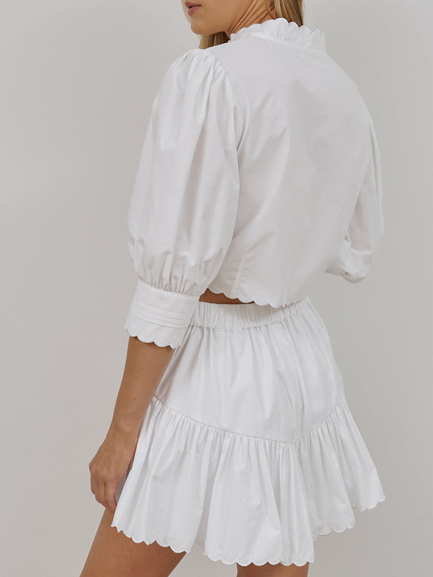 Paulette Scalloped Cotton Shirt | White