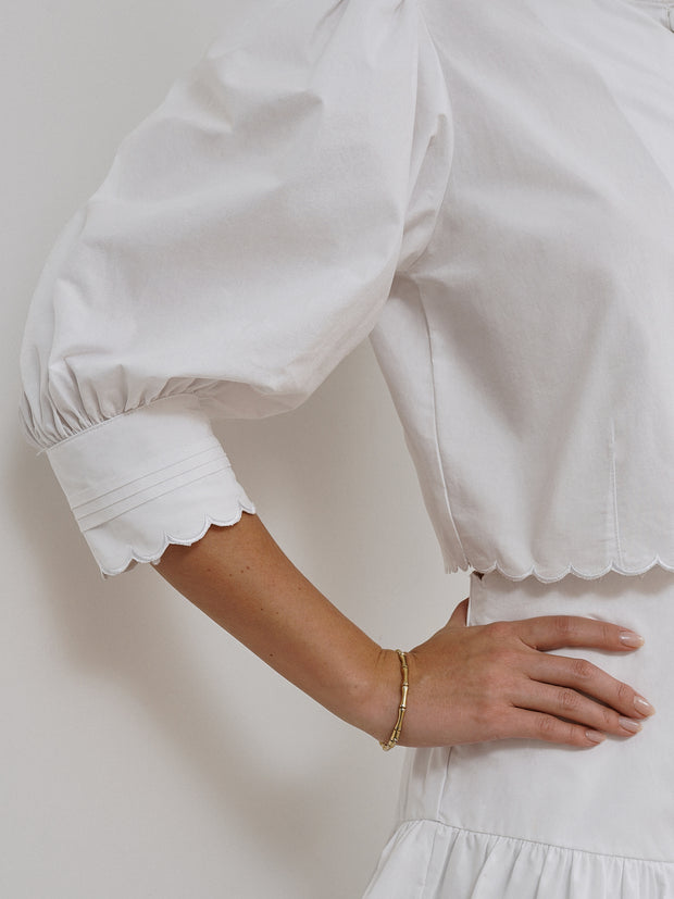 Paulette Scalloped Cotton Shirt | White