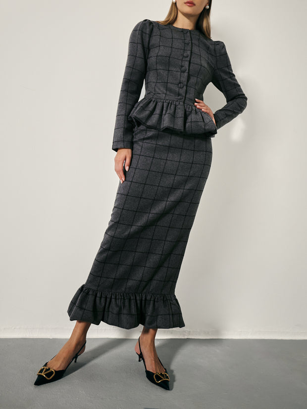 Regis Wool Blend Pencil Skirt | Charcoal