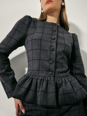 Regis Wool Blend Peplum Jacket | Charcoal