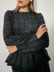 Regis Wool Blend Peplum Jacket | Charcoal