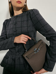 Regis Wool Blend Peplum Jacket | Charcoal