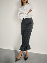 Regis Wool Blend Pencil Skirt | Charcoal