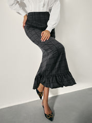 Regis Wool Blend Pencil Skirt | Charcoal