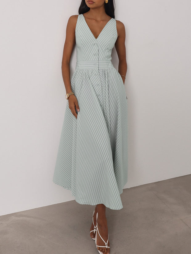 Kesha Stripe Icon Day Dress | Pistachio Pastel