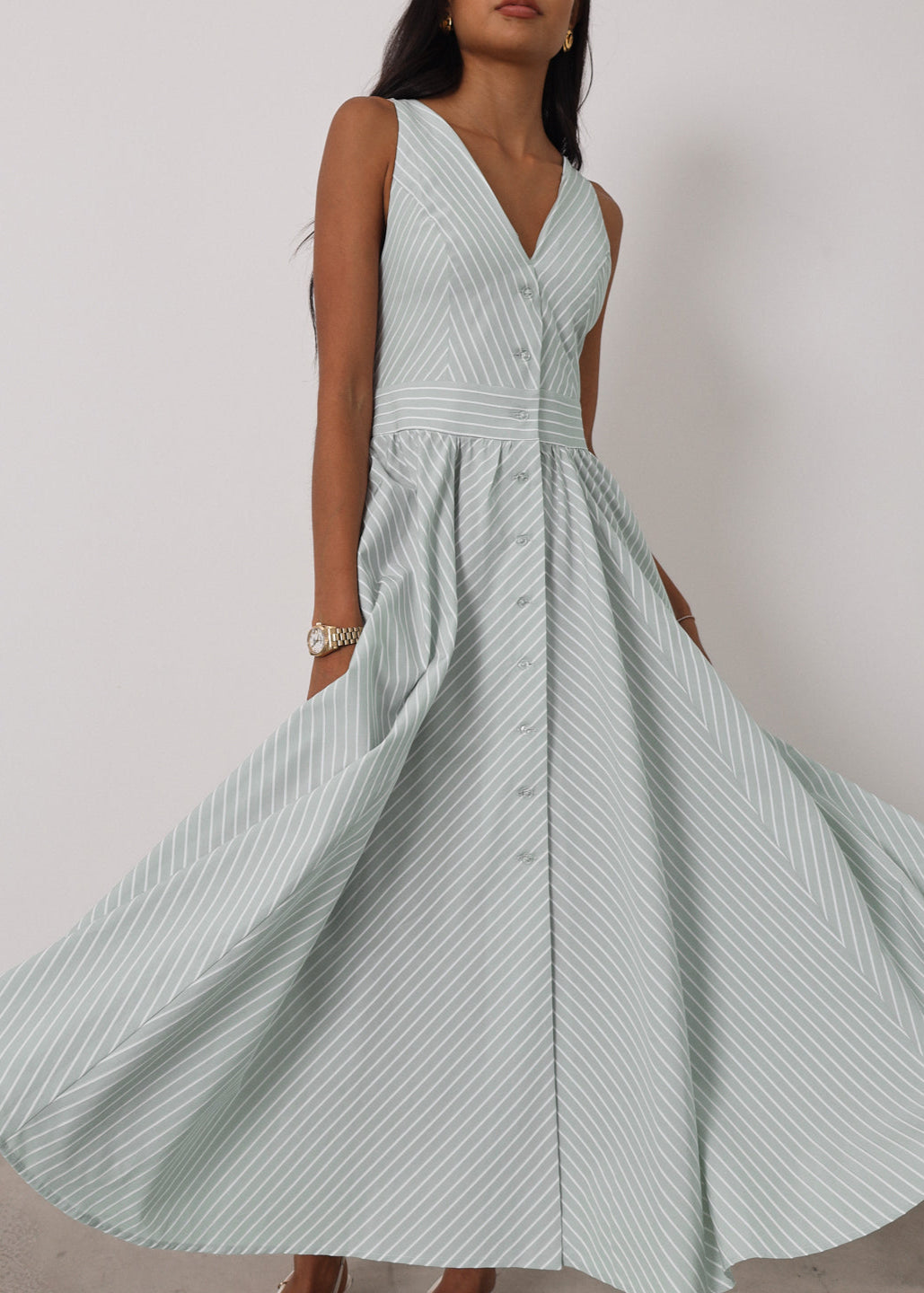 Kesha Stripe Icon Day Dress | Pistachio Pastel