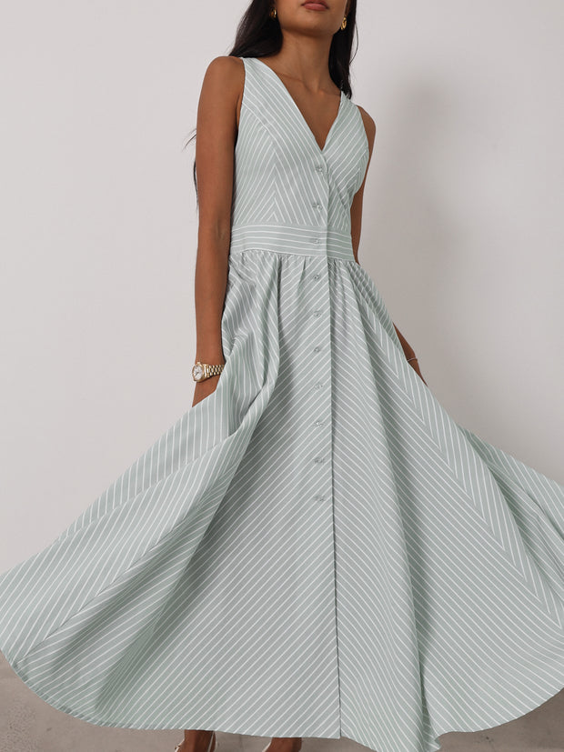 Kesha Stripe Icon Day Dress | Pistachio Pastel