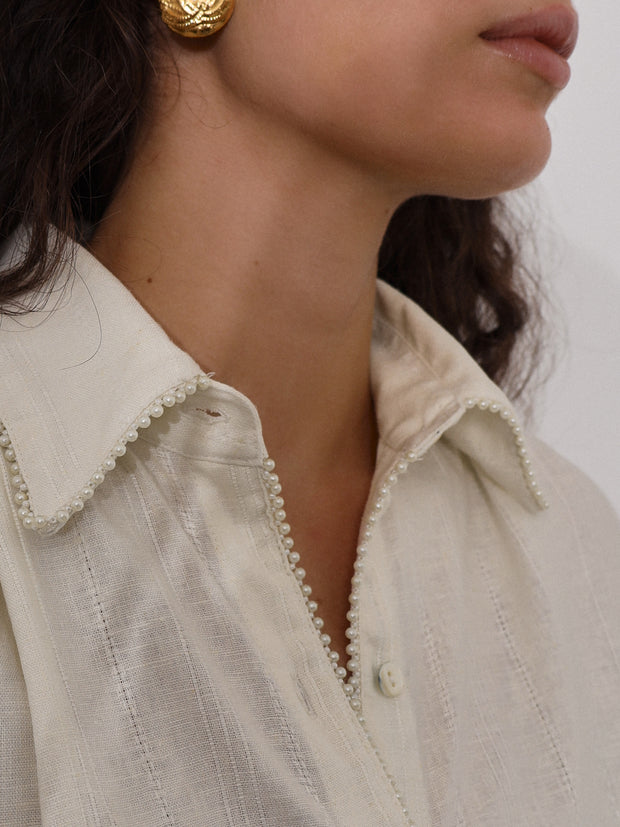 Portofino Pearl Trim Shirt | Seashell