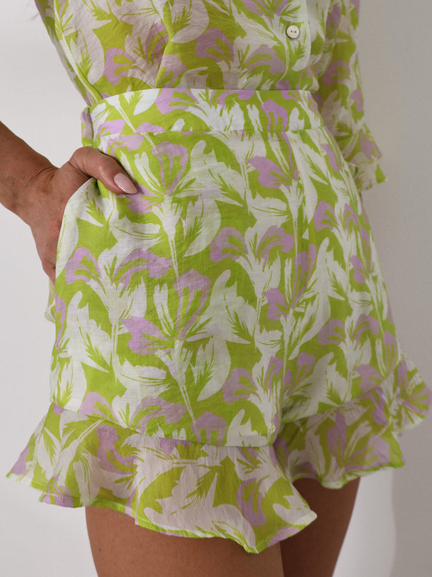 Reese Printed Vacay Shorts | Green Mix