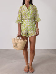 Reese Printed Vacay Shorts | Green Mix