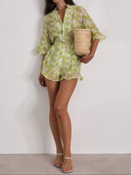 Reese Printed Vacay Shorts | Green Mix
