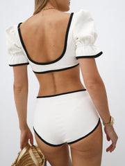 Ree Sun Top With Contrast Trim | Ivory/Black