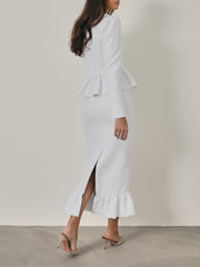 Regis Textured Peplum Jacket | White