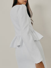 Regis Textured Peplum Jacket | White