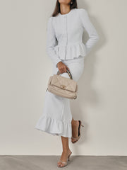 Regis Textured Peplum Jacket | White