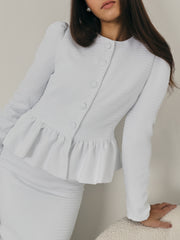 Regis Textured Peplum Jacket | White