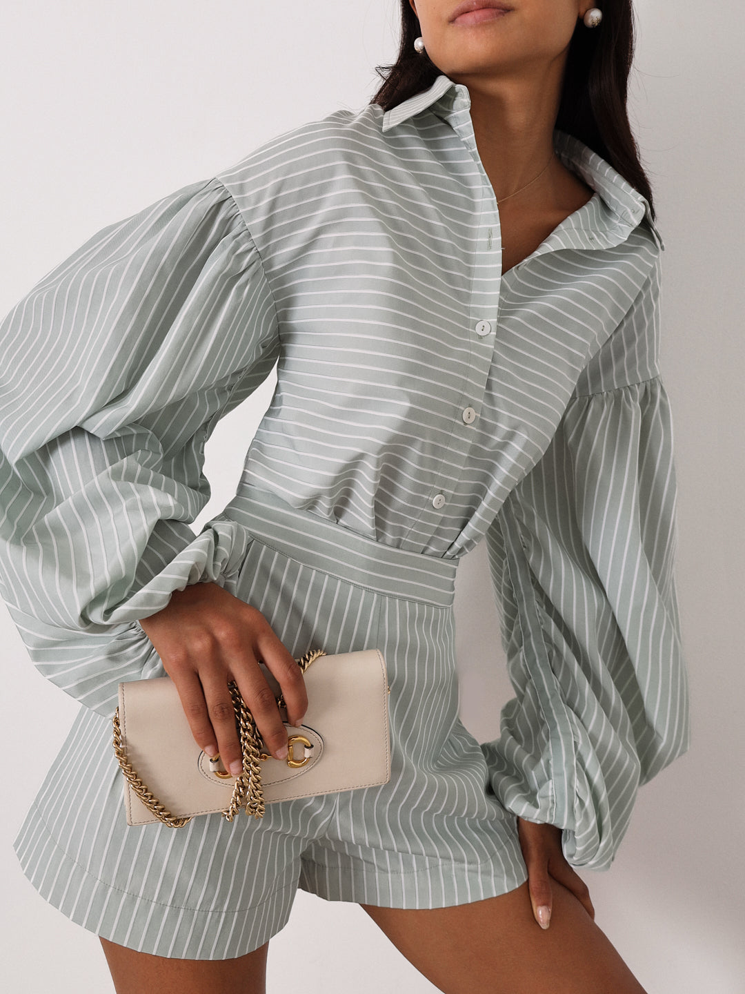Resort Icon Stripe Shorts | Pistachio/White