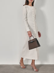 Romana Velvet Luxe Tweed Dress | Cream