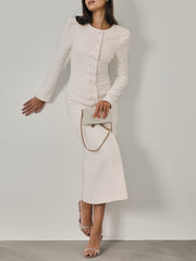 Romana Textured Elegance Dress | Cream