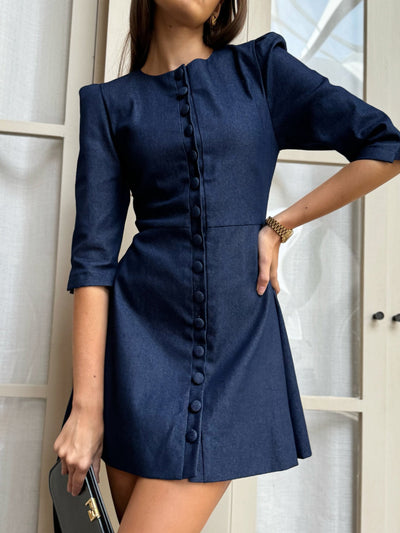 Roma Elegant Denim Day Dress | Denim