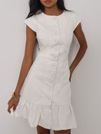 Riann Denim Elegance Dress | White