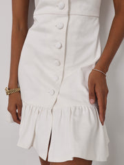Riann Denim Elegance Dress | White