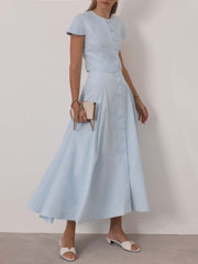 Rossala Linen Panelled Dream Skirt | Sky Blue