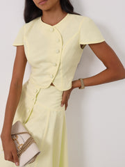 Rossala Button Top | Lemon Sorbet