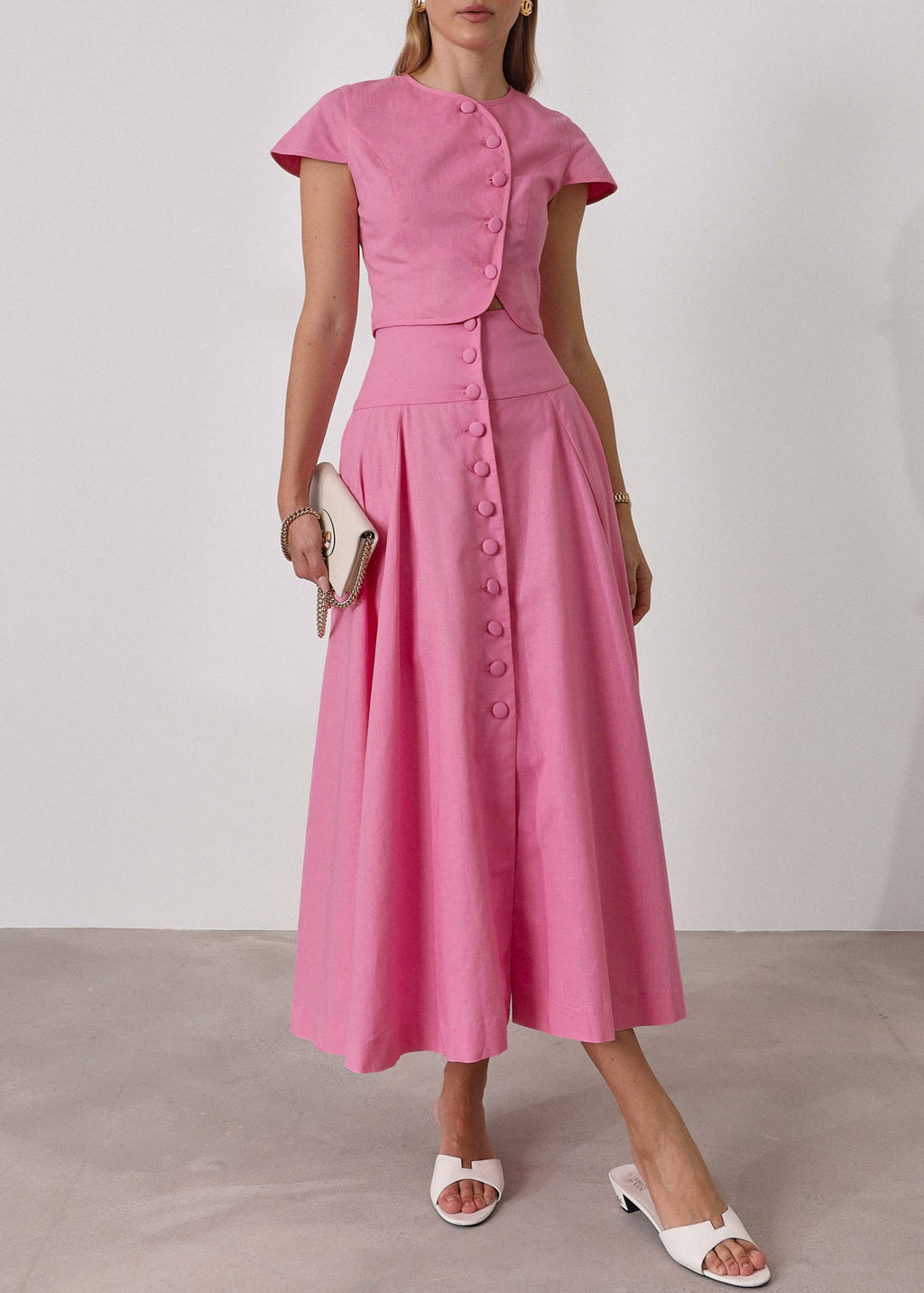 Rossala Linen Panelled Dream Skirt | Sunset Pink