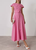 Rossala Linen Panelled Dream Skirt | Sunset Pink
