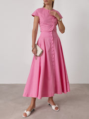 Rossala Linen Panelled Dream Skirt | Sunset Pink