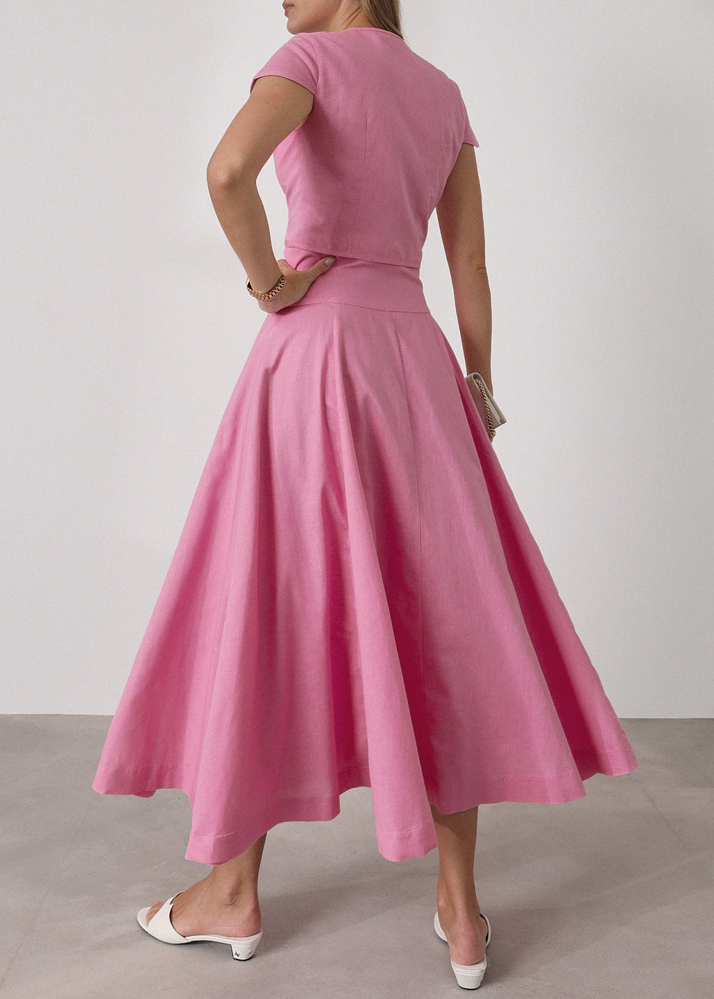 Rossala Linen Panelled Dream Skirt | Sunset Pink