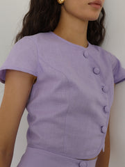 Rossala Linen Button Top | Lilac