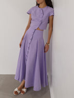 Rossala Linen Button Top | Lilac