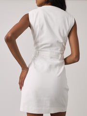Rya Belted Denim Dress | White