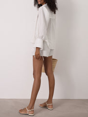 Sharna Volume Sleeve Elevated Shirt | Ivory Sand