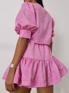 Shashi Linen Tiered Skort | Cosmo Pink