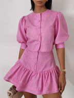 Shashi Linen Tiered Skort | Cosmo Pink