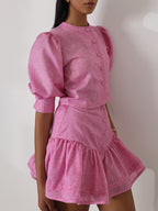 Shashi Linen Tiered Skort | Cosmo Pink