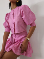 Shashi Linen Tiered Skort | Cosmo Pink