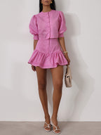 Shashi Linen Tiered Skort | Cosmo Pink