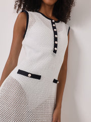 Shay Cotton Knit Cover Up Dress | White/Navy