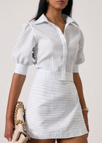Shira Striped Wrap Vacay Skort | White/Blue